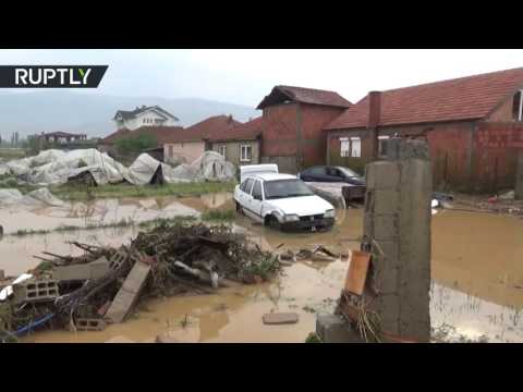 شاهد تصوير جوي لأثار الفيضانات المدمرة في مقدونيا