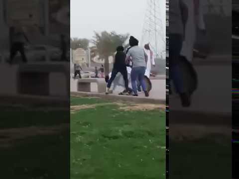 شاهد شباب يضربون شخصًا ويروّعون المواطنين بالكلاب