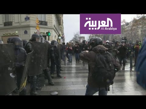 شاهدصدامات في جادة مارسو المؤدية إلى الشانزليزيه